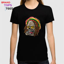 Vintage Rastafari Reggae Skeletor T shirt women Jamaica Rasta Skull Vibe T-shirt Womens Dirty Hair Punky Harajuku Tee shirt 2024 - buy cheap