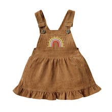 Kawgeett-vestido de verão, 6 meses a 3 anos, bebê, meninas, traje, sem mangas, com estampa de arco-íris, sólido, em veludo, roupa de peça única 2024 - compre barato