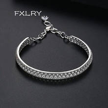 FXLRY New Design Luxury white/gold color Zircon Simple  hollow out Net surface bracelet For Design Bridal Wedding 2024 - buy cheap