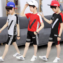 Kids Clothes Boys Clothes Sets 2020 Summer Clothing Set Children Outfits V T-shirt + Shorts 4 5 6 7 8 9 10 11 12 13 Years 2024 - buy cheap