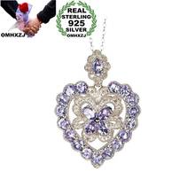 OMHXZJ Wholesale NA330 European Fashion Woman Girl Party Birthday Wedding Gift Heart Zircon 925 Sterling Silver Pendant Necklace 2024 - buy cheap