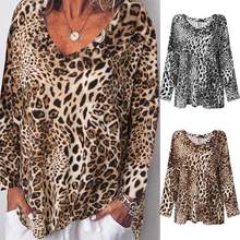 ZANZEA Women‘s Shirt Leopard Printed Blouse 2020 Spring Long Sleeve Tops Blusas Ladies Casual V Neck Loose Tunic Plus Size 5XL 2024 - buy cheap
