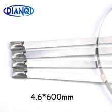 100pcs 4.6x600mm 4.6*600mm 4.6mmx600mm Latching Self-Locking Stainless Steel Zip Cable Tie Lock Tie Wrap  cable ties 201 304 316 2024 - buy cheap