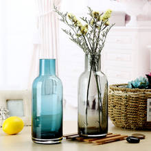 Скандинавская прозрачная стеклянная ваза, аксессуары для украшения дома, оригинальная креативная синяя стеклянная ваза для цветов гостиной 2024 - купить недорого