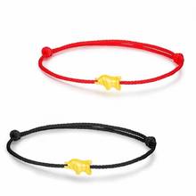 1pcs Gold Little Ox Zodiac Year Red String 999 Pure Gold Zodiac Year of th Ox Couple Bracelet Female 2024 - buy cheap