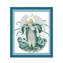 Cross Stitch Angel Mother And Son DMC 11CT 14CT Stamped Embroidery Kit Counted Cross-stitch Kit Embroidery Home Decor Needlework 2024 - buy cheap