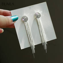 BLINLA-pendientes colgantes de cristal con borla larga para mujer, aretes geométricos de lujo para boda, joyería 2019 2024 - compra barato