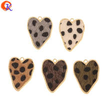 Accesorios de joyería con diseño de Cordial, 25x32MM, hechos a mano, en forma de corazón, efecto de estampado de leopardo, Charms, accesorios para pendientes, 50 Uds. 2024 - compra barato