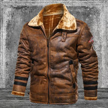 Casaco de pele vintage para homens, jaqueta grossa de couro de veludo com lapela e gola para motocicleta, 2020 2024 - compre barato