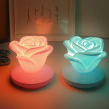 Luz LED nocturna recargable por USB, lámpara de mesa romántica de silicona con forma de rosa para dormitorio, iluminación nocturna, decoración del hogar 2024 - compra barato