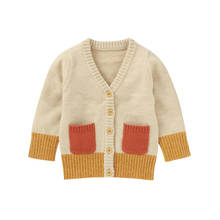 2020 New Fall Autumn 0-24M Infant Baby Girls Boys Fashion Color Block Knitted Coat Pockets Long Sleeve Single Breasted Cardigan 2024 - buy cheap