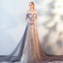 2022 Noble Off The Shoulder Formal Evening Dresses Elegant Appliques Banquet Prom Gown Women Host Long Dress Robe De Soiree 2024 - buy cheap