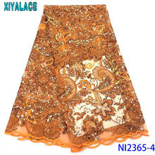 Latest Orange African Lace Fabric 2019 Sequin Lace French Lace Fabric with Sequence for Nigerian Party KSNI2365-4 2024 - buy cheap