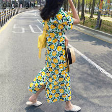 Brinanight-vestido longo de férias feminino com estampa de flores, manga curta, gola redonda, moda coreana, para moças, vestidos de verão 2020 2024 - compre barato