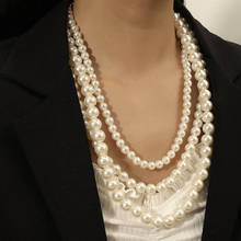 Joyería de mujer colliers cadena grande collar de perlas simuladas collar de bisutería nupcial mujer blanco regalos de boda collar de perlas 2024 - compra barato