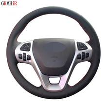 Hand-Stitched Black Genuine Leather Car Steering Wheel Cover For Ford Explorer 2011-2016 Taurus 2012-2015 Edge 2011-2014 2024 - buy cheap