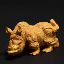 Rhino Animal Statue Boxwood Carving Home Decoration Creative Carving Crafts Solid Wood Living Room Wild Treasure Animal Ornament 2024 - buy cheap