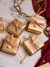 Caja de regalo dorada cuadrada de lujo, caja de dulces para boda, regalo de nacimiento, fiesta de cumpleaños, suministros de favores, 20 Uds./lote 2024 - compra barato