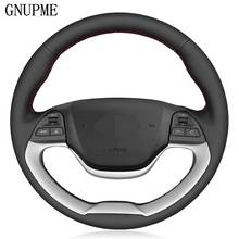 DIY Hand-stitched Black Artificial Leather Car Steering Wheel Cover for Kia Picanto 2012-2015 Morning 2011-2016 2024 - buy cheap