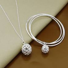 Jewelry Sets 925 Sterling Silver Simple Round Ball Necklace Bangles Set High Quality Jewelry Wholesale 2024 - buy cheap