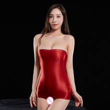 Sexy Glossy Tube Top Sheer Dress Transparent Tight Wide Edge Micro Mini Dress High Elastic Smooth Pencil Cute Dress Erotic Dress 2024 - buy cheap