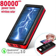 Solar Wireless Power Bank 80000mAh Portable Charger with Large Capacity 4usB External Battery Fast Charging for Xiaomi IPhone 2024 - buy cheap