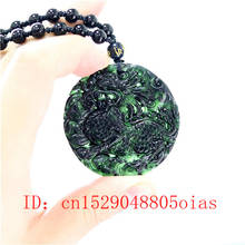 Natural preto verde chinês jade dragão pingente qilin colar charme jóias obsidian acessórios esculpidos amuleto presentes para homem 2024 - compre barato