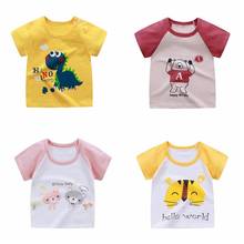 Camiseta de algodão para bebês meninas, roupas infantis para meninos, camisetas de manga curta de desenhos animados, roupas de verão 2024 - compre barato