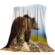 Manta de cama de franela con oso marrón, colcha suave y ligera, cálida y acogedora 2024 - compra barato