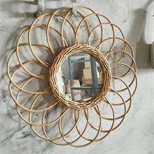 ing Mirror Rattan Wall Mirror Decor Boho Wicker Dressing Makeup Mirrors Dressing Bathroom Wall 2024 - buy cheap