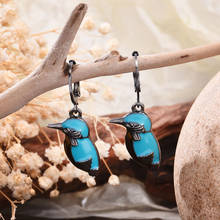 1 Pair Bohemia Blue Unique Long Drop Earrings Bird Pendant Pendant Vintage Earrings Ladies Jewelry Design Hummingbird 2024 - buy cheap