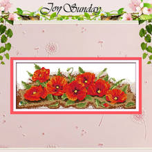 Seven poppy flowers (1) Counted Cross Stitch 11CT 14CT Cross Stitch Set Wholesale Flower Cross-stitch Kit Embroidery Needlework 2024 - buy cheap