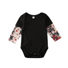 Одежда для новорожденных от 0 до 18 месяцев детское боди для мальчиков с цветочным рисунком розы, рукава в стиле пэчворк, боди для маленьких девочек, комплект одежды 2024 - купить недорого