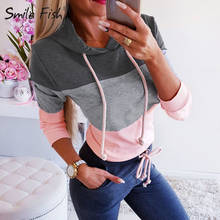 Hoodie feminino femme fino básico jumper moda 2022 nova casual outono camisas de manga longa topo com capuz hoodies pactchwork gv714 2024 - compre barato