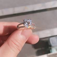 Romântico coração 4 quilates simulado diamante noivado anel de casamento jóias luxo 100% real 925 prata esterlina anéis para mulher 2024 - compre barato