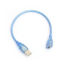 30 см высокоскоростной USB 2,0 Удлинительный кабель прозрачный синий мужской к женскому USB удлинитель медный сердечник USB короткий кабель 2024 - купить недорого