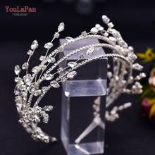 Topqueen chapéu de noiva hp380, para noiva, acessórios de cabelo, coroa, strass, folha, decoração, lado, casamento 2024 - compre barato