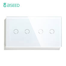 Bseed-Interruptor táctil de 4 entradas, Sensor táctil estándar europeo, color negro, blanco y dorado, con Panel de vidrio de 157mm, mejora del hogar 2024 - compra barato