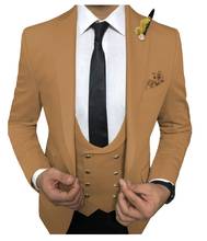 Nova moda masculina ternos 3 peças magro ajuste ternos de negócios do noivo cinza branco smoking para formal casamento terno (blazer + calças colete) 2024 - compre barato