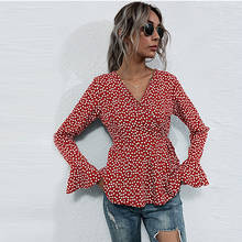 Blusa informal con Manga mariposa para mujer, Camisa ajustada de cintura alta, cuello en V, nueva moda, primavera, 2021 2024 - compra barato