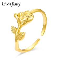 925 Sterling Silver Gold Rose Flower Ring Eternity Wedding Band Finger Rings Resizable , Open Ends Rings 2024 - buy cheap