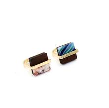 Sqaure-Anillo de madera y acrílico con ácido acético para mujer, joyería Brincos de Color dorado, diámetro interior de 1,7 cm 2024 - compra barato