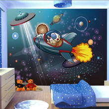 Diantu  Customized large mural space spaceship astronaut boy cartoon children room background wall mural paper  papel de parede 2024 - buy cheap
