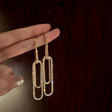 Personality Long Rectangle Crystal Drop Earrings for Women Geometric Shining Rhinestone Earrings Temperament Jewelry 2024 - buy cheap
