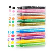 12cores marcador de tinta permanente acrílico à prova d' água colorido para pintor casa diy caneta de desenho papelaria 2024 - compre barato