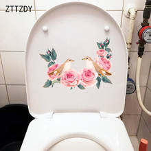 Zttzdy adesivos de parede com 24.2cm x 17.5cm de fundo de flor rosa e pássaros decorativos clássicos de banheiro da moda 2024 - compre barato