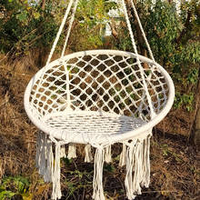 Hammock Chair Macrame Swing Hanging Cotton Rope Hammock Swing Chair for Indoor and Outdoor Use (White) 2024 - buy cheap