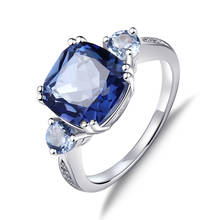 Женское кольцо с драгоценными камнями, серебряное Ювелирное Украшение с голубым мистическим кварцем, топазом 5,22 карата, 925 пробы 2024 - купить недорого