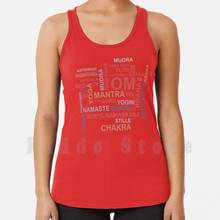 Yoga tank tops colete sem mangas yoga palavra nuvem yogini meditação chakra mandala om 2024 - compre barato