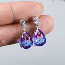 Blue Purple Zircon Rainbow Stone Water Drop Earrings For Women Wedding Jewelry Charm Multicolor Crystal Teardrop Dangle Earrings 2024 - buy cheap